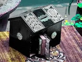 Wooden Hut Shape Money Bank 5x4 in Black Color-thumb3