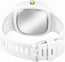 Miller triple dail square analog silicone strap white watch-thumb1