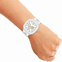 Miller triple dail square analog silicone strap white watch-thumb2