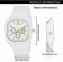 Miller triple dail square analog silicone strap white watch-thumb3