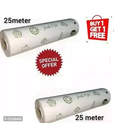 Food Mate Food Wrapping Paper Roll (length 25x25 meters) | Pack of 2 Roll | 100% Microwave safe up to 220?C | Biodegradable, 100% food safe, | Foil Paper for Kitchen | Butter Paper Roll for roti