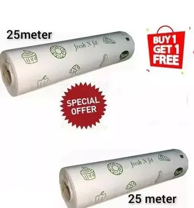 Food Mate Food Wrapping Paper Roll (length 25x25 meters) | Pack of 2 Roll | 100% Microwave safe up to 220?C | Biodegradable, 100% food safe, | Foil Paper for Kitchen | Butter Paper Roll for roti