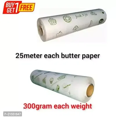 FOOD MATE Butter Paper Roll Wrapping Roti Paratha and Baking Cake  Cookies 25MTR Parchment Food Wrapping Paper |Parchment Paper| Greece proof (Buy 1 Get 1 Free)-thumb0