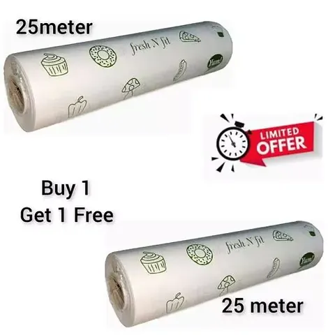 Food Mate Food Wrapping Paper Roll (length 25x25 meters) | Pack of 2 Roll | 100% Microwave safe up to 220?C | Biodegradable, 100% food safe, | Foil Paper for Kitchen | Butter Paper Roll for roti