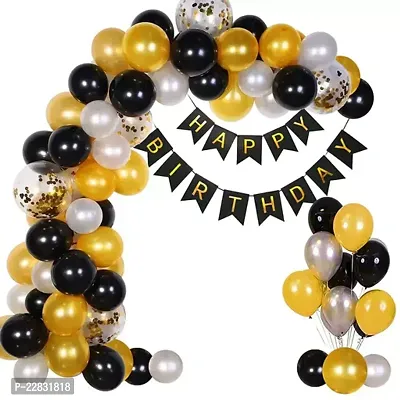 Happy Birthday Black Banner, 20 Black Gold Balloon for party decoration. great product-thumb0