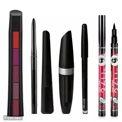 Vagons Combo of 5in1 red lipstick with 3in1 eyeliner mascara 36h eyeliner  kajal