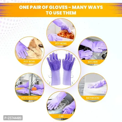 HARDAN Silicone Dishwashing Gloves Cleaning Scrubbing-Dish Wash Silicone Gloves Great for Washing Dish,Kitchen,Car,Bathroom and More.-thumb2