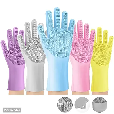 HARDAN Silicone Dishwashing Gloves Cleaning Scrubbing-Dish Wash Silicone Gloves Great for Washing Dish,Kitchen,Car,Bathroom and More.