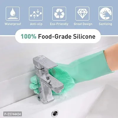 HARDAN Reusable Rubber Silicon Household Safety Wash Scrubber Heat Resistant Kitchen Gloves for Dish Washing-thumb4