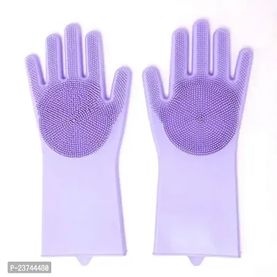 HARDAN Dishwashing Silicon Gloves for Dish Washing, Silicone Cleaning Reusable Scrub Gloves for Wash Dish, Kitchen, Bathroom and more