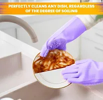 HARDAN Dishwashing Silicon Gloves for Dish Washing, Silicone Cleaning Reusable Scrub Gloves for Wash Dish, Kitchen, Bathroom and more-thumb4