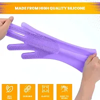 HARDAN  Silicone Dish Washing Gloves for Kitchen Dishwashing and Pet Grooming, Washing Dish, Car, Bathroom gloves-thumb2