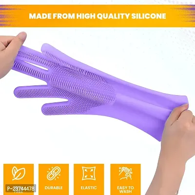 HARDAN  Silicone Dish Washing Gloves for Kitchen Dishwashing and Pet Grooming, Washing Dish, Car, Bathroom gloves-thumb3