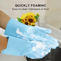 HARDAN Dish Washing Gloves, Reusable Magic Silicone Gloves with Wash Scrubber, Heat Resistant Cleaning Gloves for Kitchen,Car, Bathroom and Pet Hair Care-thumb1