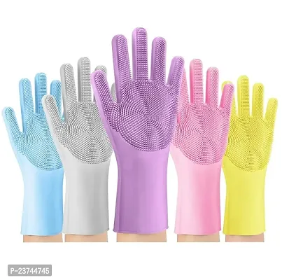HARDAN Dishwashing Sponge Gloves for Kitchen ,Silicone Gloves Reusable Rubber Cleaning Gloves ,Silicone Dishwashing Scrubber Glove