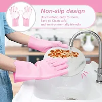 HARDAN Silicone Dish Washing Gloves, Silicon Cleaning Gloves, Silicon Hand Gloves for Kitchen Dish washing and Pet Grooming, Great for Washing Dish, Car, Bathroom (Multicolor, 1 Pair)-thumb4