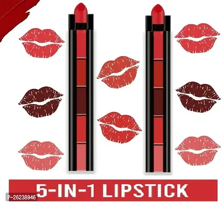 VAGONS  5 in 1 Forever Enrich Matte Lipstick, The Red  Pack of 2  (The Fab Red Edition, 15 g)