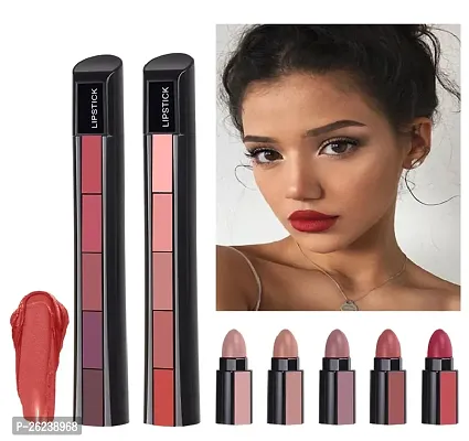 VAGONS Beauty 5 in 1 Forever Enrich Matte Lipstick, The Red  Nude Pack of 2  (The Fab Red and Nude Edition, 15 g)