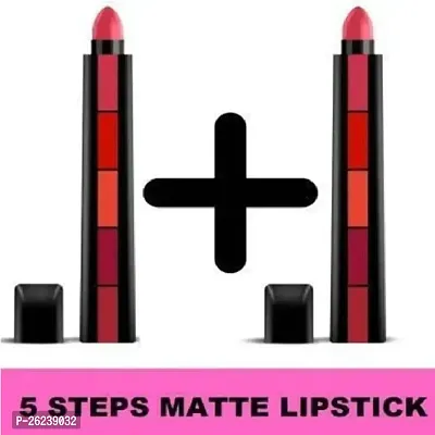 VAGONS Fantastic 5 Step Lipstick 5 in 1 Lipstick RED Edition Pack of 2