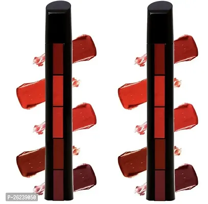 VAGONS 5 in 1Matte Finish Lipstick (Red Edition) Pack of 2  (Red, 20 ml)