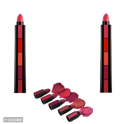 VAGONS Most Popular 5 in 1 Red Edition Lipstick for Girls Pack of 2  (multicolor, 15 g)