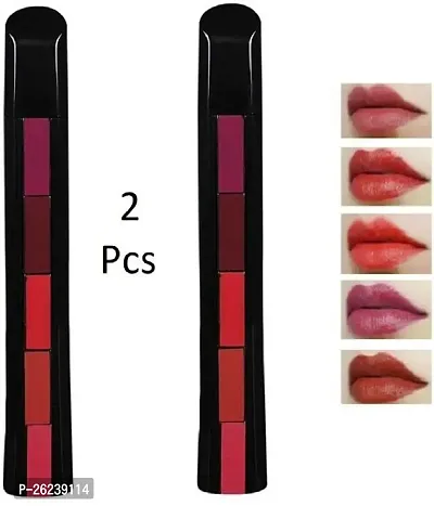 VAGONS 5 in 1 Sensational Creamy Matte Lipstick, The Red Pack of 2