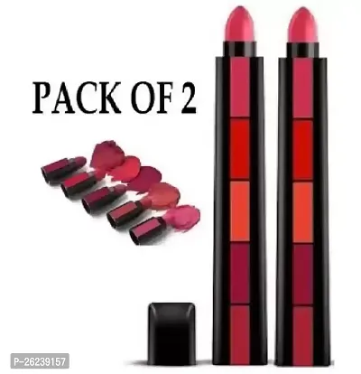 VAGONS 5in1 Lipstick ( Pack of 2 ) Matte Finish Lipsticks , Red Edition  (Multicolor, 20 g)