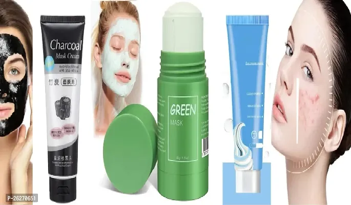 HARDAN FACE MASK COMBO GREEN STICK MASK SALICYLIC ICE MASK CHARCOAL MASK