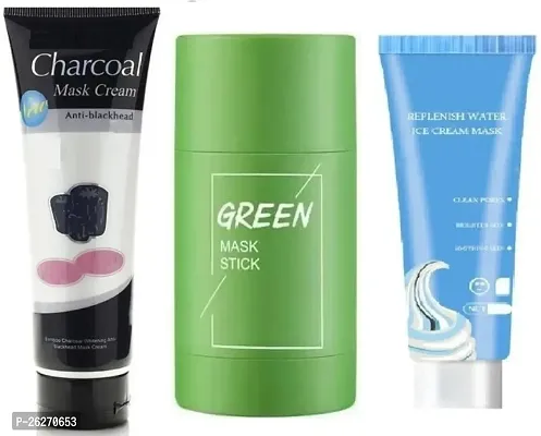 HARDAN Ice-cream mask, charcoal face mask and green mask