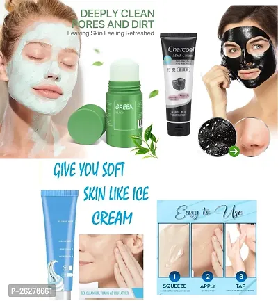 HARDAN GREEN STICK MASK Green Tea Solid Mask, Purifying Clay Mask, Face Moisturizes Oil Control With Ice Cream Mask Acne Moisturizing Mask Blackheads Remover Brighten and whiten with charcoal mask com