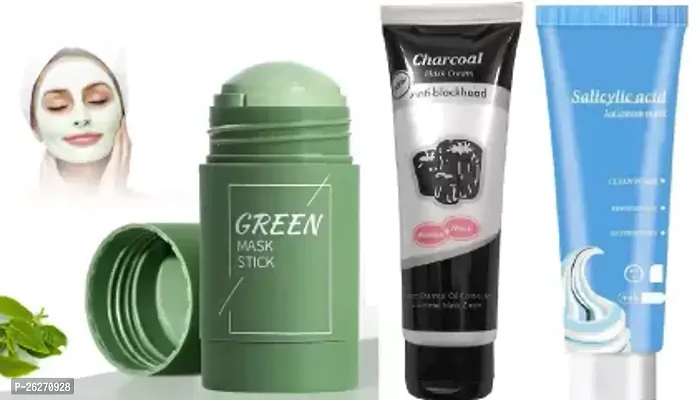 HARDAN GREEN STICK MASK Green Tea Solid Mask, Purifying Clay Mask, Face Moisturizes Oil Control With Ice Cream Mask Acne Moisturizing Mask Blackheads Remover Brighten and whiten with charcoal mask com