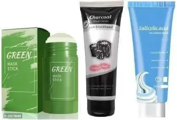 HARDAN PAck Of 1 Charcoal Face MAsk Cream  1 Green Mask Stick  1 Ice Cream MAsk-thumb0