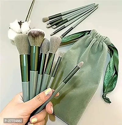 Professional Makeup Brush Set Soft Bristle Foundation Brush Pink Blush Brush Eyeshadow Brushes Set with Plush Bag (Green)