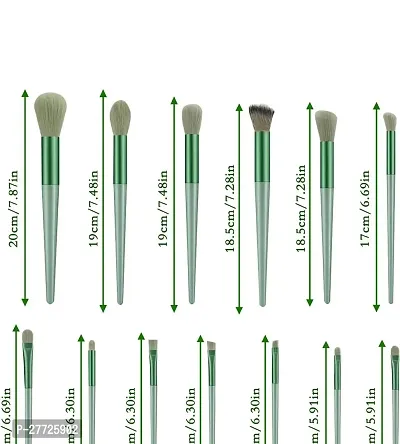 13pc Makeup Brush Set with soft fluffy pouch cosmetic makeup brush set pack of 13 with travel bag (green)-thumb4