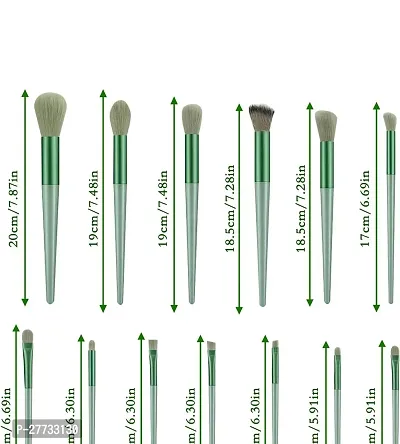 13pc Makeup Brush Set with soft fluffy pouch cosmetic makeup brush set pack of 13 with travel bag (green)-thumb3