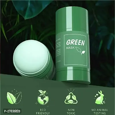 Green Tea Mask Stick for Face, Blackhead Remover with Green Tea Extract, Deep Pore Cleansing, Moisturizing, Skin Brightening All Skin Types of Men and Women-thumb0