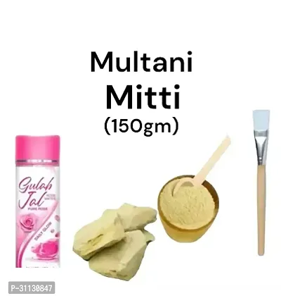 Mitti Powder 100% Natural for Skin (200g), Rose Water (120ml), Brush-thumb0