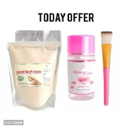 Multani mitti powder (150gm) and rose water and brush combo pack