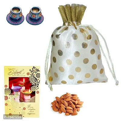 SFU E Com Diwali Dry Fruit Potli Gift with Diwali Greeting Card  Diwali Diya