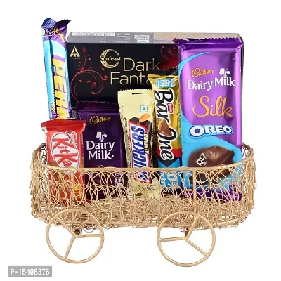 Astonished Retail Astonished Cadbury Dairy Milk Silk with Chocolaty Dark Fantasy | Assorted Chocolate Combo with Metal Basket | Chocolate Gift Hamper