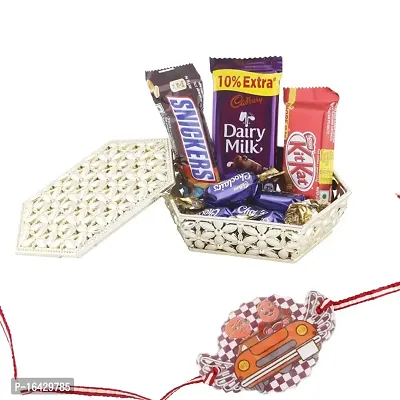 SFU E Com Chocolate Gift Box|Beautiful Motu Patlu Rakhi Chocolate for Bother | Roli, Chawal, Chandan, Misri | 10