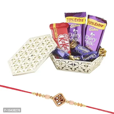 SFU E Com Chocolates with Golden Box|Om Design Rakhi Chocolate for Bother | Roli, Chawal, Chandan, Misri | 05