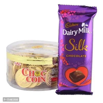 Astonished Retail Premium Gold Choco Coins and Dairy Milk Silk Combo | Gifl for All Festival | Chocolate Gift for Rakhi, Diwali, Christmas, Birthday, Anniversary, Holi., 1