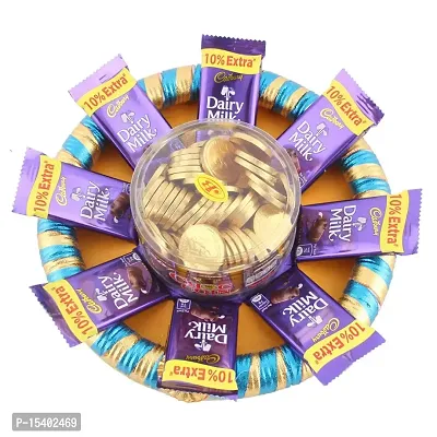 Astonished Retail Dairy Milk Chocolates with Gold Coin Chocolates | Premium Gold Coin Chocolate with Designer Tray | Chocolate Gift for Rakhi, Diwali, Christmas, Birthday, Anniversary, Holi, g