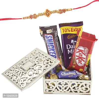 SFU E Com Sweet Chocolate Gift Box|Fish with Om Rakhi Chocolate for Bother | Roli, Chawal, Chandan, Misri | 20