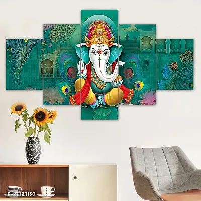 Rachayata Creative Almas Set of Five Framed Wall Painting for Home Decoration , Paintings for Living room , Bedroom , Big Size 3D Scenery ( 17x30 inch)-thumb4