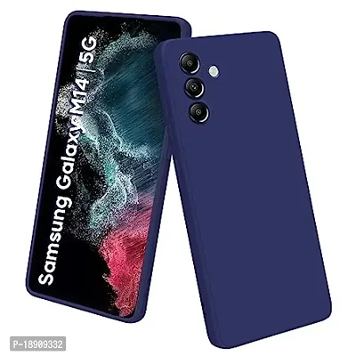 (Samsung Galaxy M14 5G)  Shockproof Full Body Liquid Silicone Soft Microfiber Cloth Lining Slim Back Coves Case (Blue)