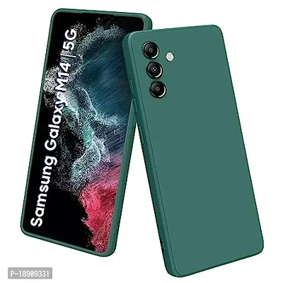 (Samsung Galaxy M14 5G) Shockproof Full Body Liquid Silicone Soft Microfiber Cloth Lining Slim Back Coves Case (Green)-thumb0