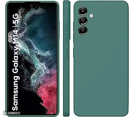 (Samsung Galaxy M14 5G) Shockproof Full Body Liquid Silicone Soft Microfiber Cloth Lining Slim Back Coves Case (Green)-thumb4