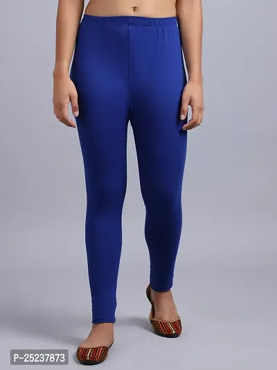 Fabulous Blue Cotton Solid Leggings For Women